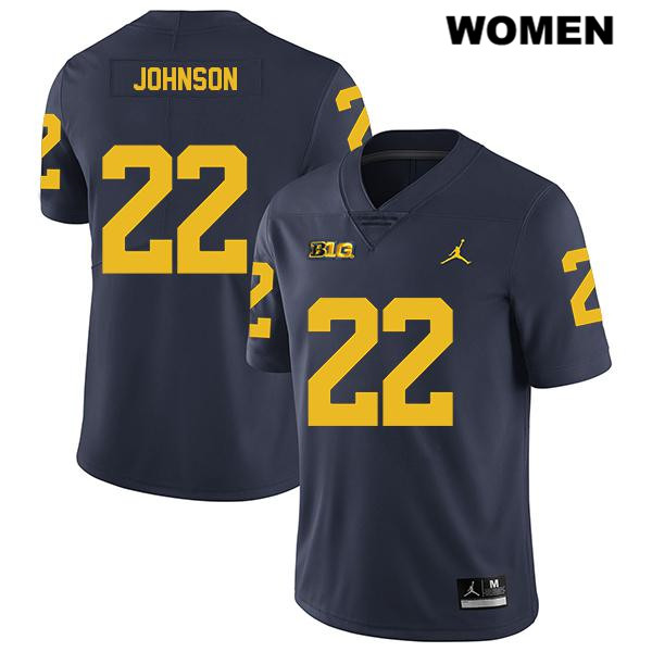 Women's NCAA Michigan Wolverines George Johnson #22 Navy Jordan Brand Authentic Stitched Legend Football College Jersey VR25L88OE